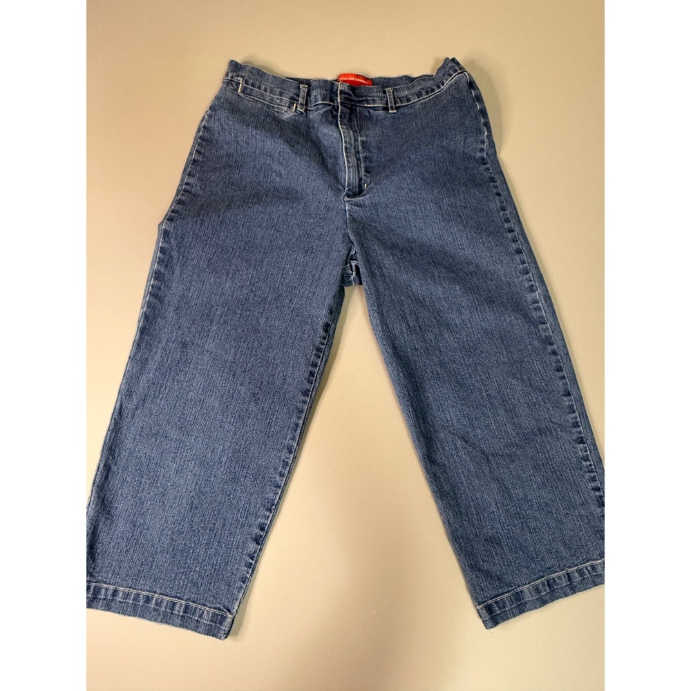 Gloria Vanderbilt Amanda Capri Jeans Womens 12P Petite Blue Wide Leg Cropped